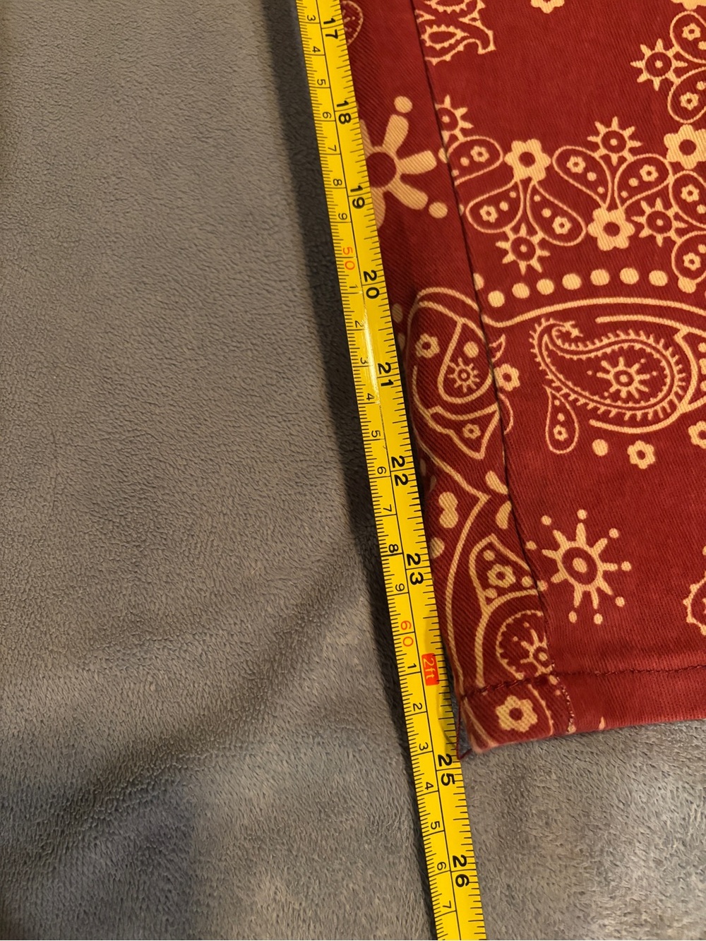 High-Rise Barrel fit Paisley Pants - Red - Picture 14 of 15